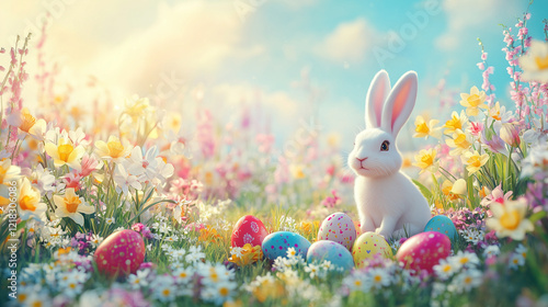 Wallpaper Mural easter bunny and easter eggs Torontodigital.ca