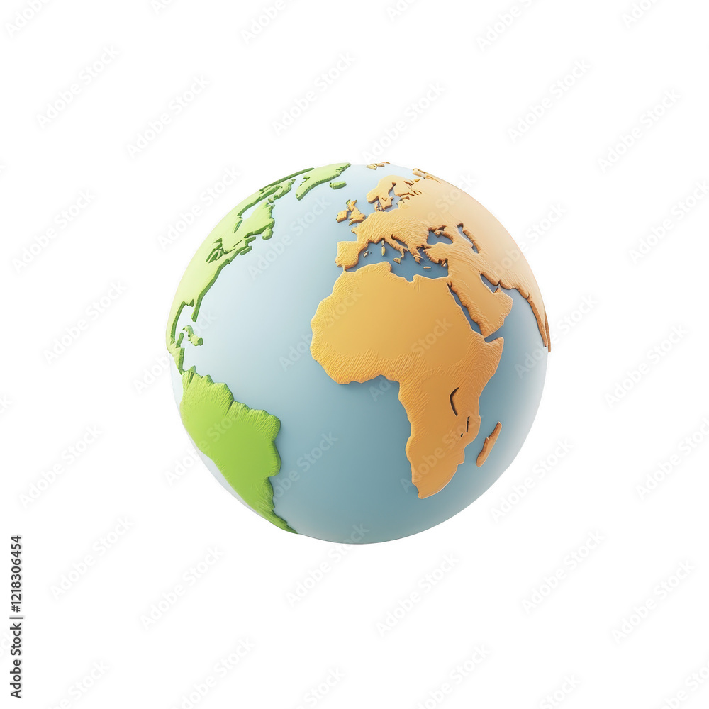 Fototapeta premium colorful globe showing continents and oceans, representing geography and global awareness