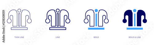 Costume jester hat icon in 4 different styles. Thin Line, Line, Bold, and Bold Line. Duotone style. Editable stroke