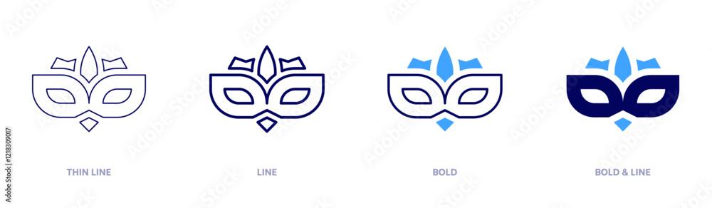 Crystal carnival mask icon in 4 different styles. Thin Line, Line, Bold, and Bold Line. Duotone style. Editable stroke Crystal carnival mask icon in 4 different styles. Thin Line, Line, Bold, and Bold Line. Duotone style. Editable stroke