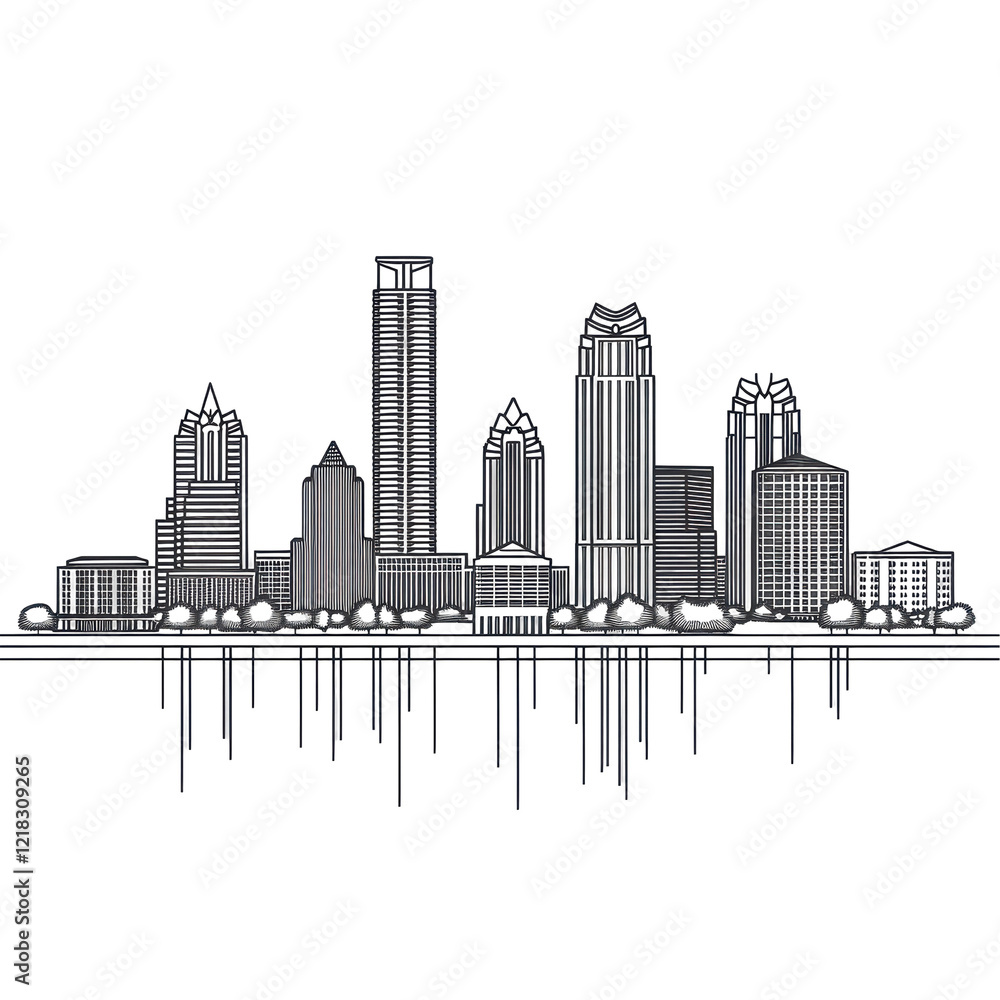 Fototapeta premium Austin Texas Skyline Night View Modern Cityscape Design Art,
