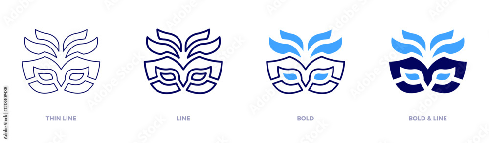 Glam carnival mask icon in 4 different styles. Thin Line, Line, Bold, and Bold Line. Duotone style. Editable stroke Glam carnival mask icon in 4 different styles. Thin Line, Line, Bold, and Bold Line. Duotone style. Editable stroke