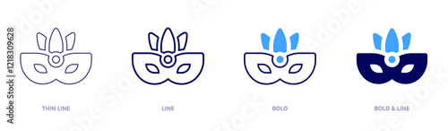 Gothic carnival mask icon in 4 different styles. Thin Line, Line, Bold, and Bold Line. Duotone style. Editable stroke