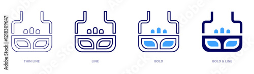 Handmade carnival mask icon in 4 different styles. Thin Line, Line, Bold, and Bold Line. Duotone style. Editable stroke