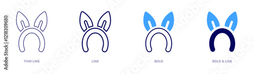 Headband icon in 4 different styles. Thin Line, Line, Bold, and Bold Line. Duotone style. Editable stroke
