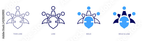 Joker hat carnival icon in 4 different styles. Thin Line, Line, Bold, and Bold Line. Duotone style. Editable stroke