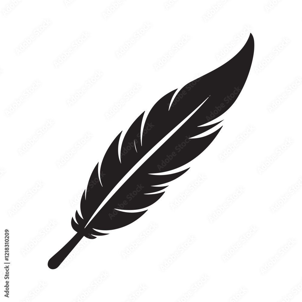 Obraz premium Simple Feather-Inspired Writing Symbol Vector Design