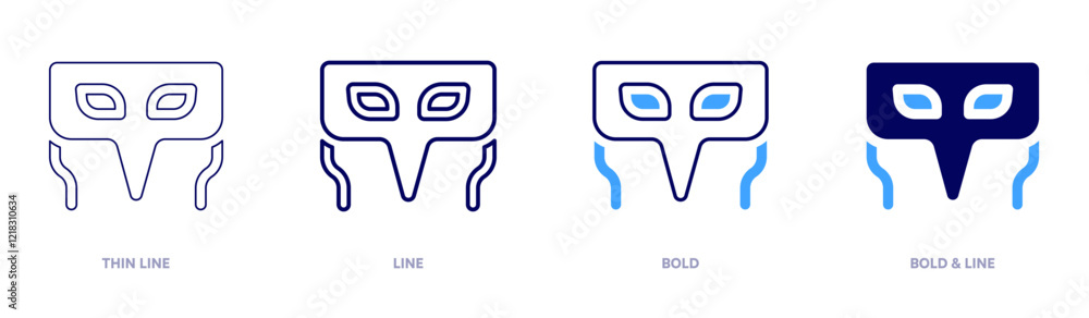 Mystic carnival mask icon in 4 different styles. Thin Line, Line, Bold, and Bold Line. Duotone style. Editable stroke Mystic carnival mask icon in 4 different styles. Thin Line, Line, Bold, and Bold Line. Duotone style. Editable stroke