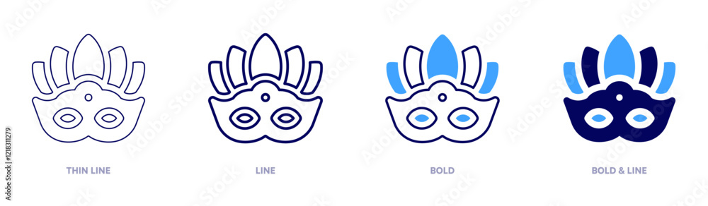 Tribal carnival mask icon in 4 different styles. Thin Line, Line, Bold, and Bold Line. Duotone style. Editable stroke Tribal carnival mask icon in 4 different styles. Thin Line, Line, Bold, and Bold Line. Duotone style. Editable stroke