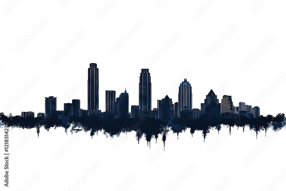 Naklejka premium Austin Texas Skyline Night Cityscape Blue Hues