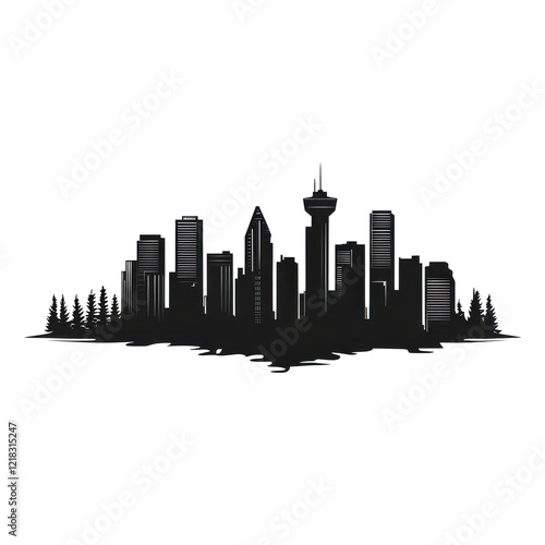 Wallpaper Mural Calgary Skyline Night Cityscape Silhouette Art Torontodigital.ca