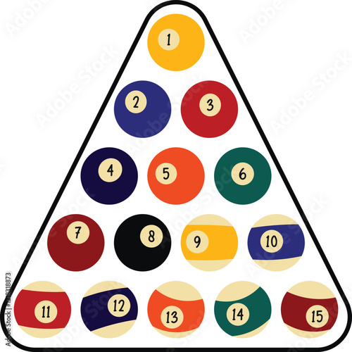 Pool Balls Set 1-15, Billiard balls on white background, pool balls, snooker balls Silhouette