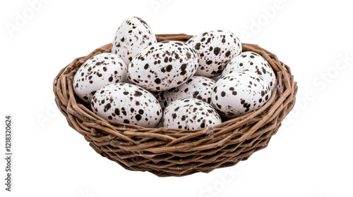 Bird's nest with eggs on transparent background photo