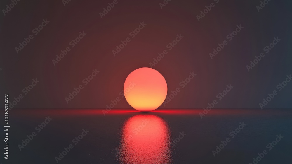 Glowing Orb Sunset Minimalist Design Reflecting on Water Glowing Orb Sunset Minimalist Design Reflecting on Water