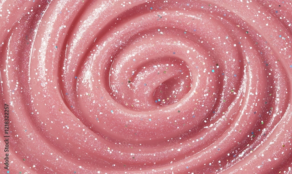 Pink Glitter Swirl: A macro shot of a swirl of pink glitter slime, capturing its mesmerizing texture and shimmering sparkle. Pink Glitter Swirl: A macro shot of a swirl of pink glitter slime, capturing its mesmerizing texture and shimmering sparkle.