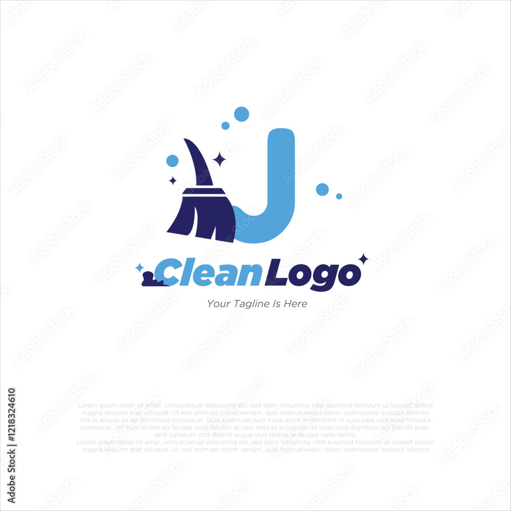 J initial with broom vector logo designs J initial with broom vector logo designs