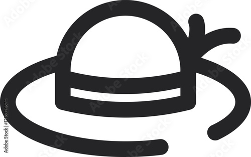 Rounded  Stroke Women Hat Icon