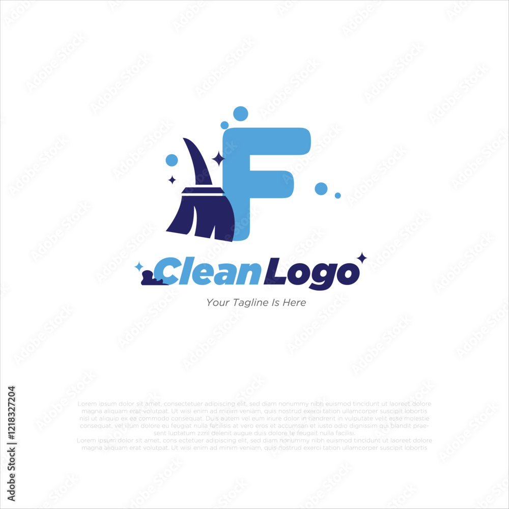 F initial with broom vector logo designs F initial with broom vector logo designs