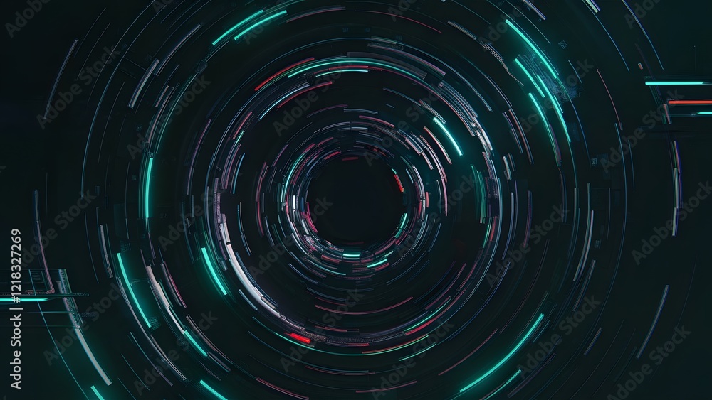 Obraz premium Abstract Futuristic Tunnel Lights Speed Lines Rotating Circular