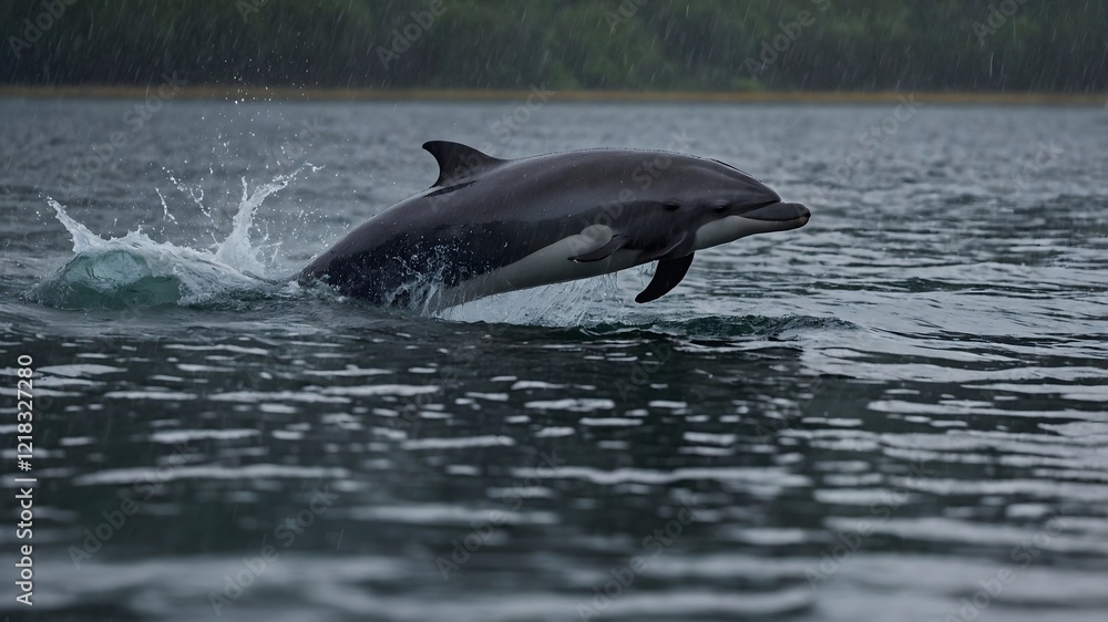 Fototapeta premium Underwater Harmony: Porpoise and Diverse Marine Life Together
