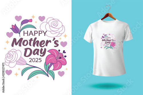 Mother's day t-shirt design for print, poster, card, mugs, bags, invitation, party.