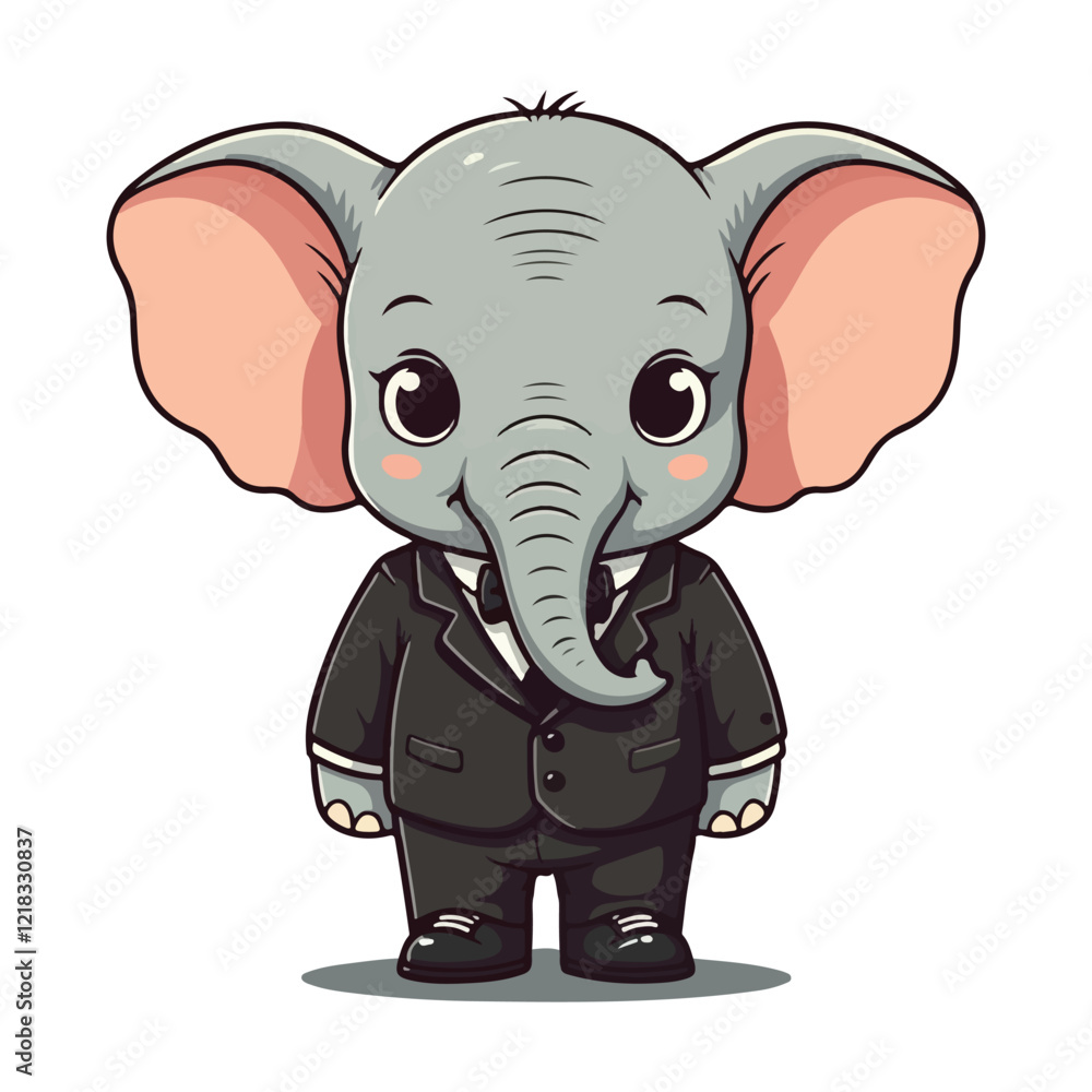 Fototapeta premium Cute Elephant Cartoon Vector Icon Illustration Animal Sport Icon Isolated Flat vector illustration