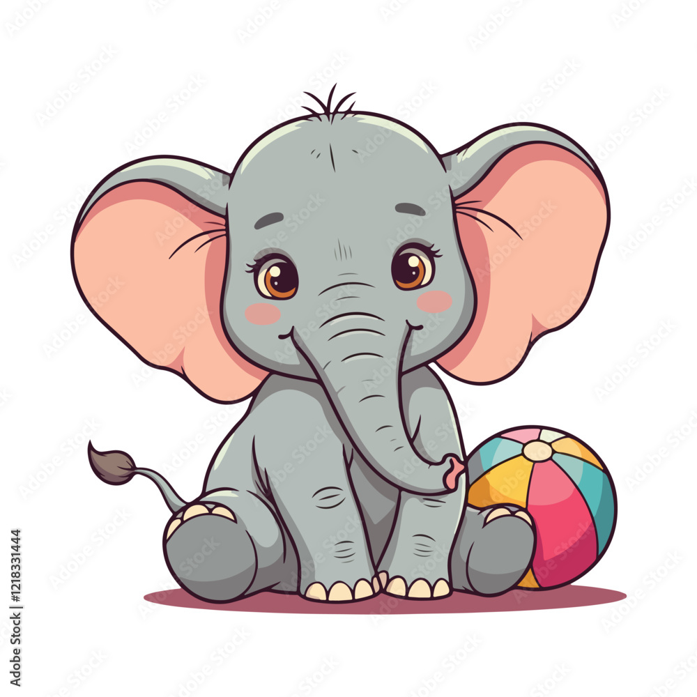 Fototapeta premium Cute Elephant Cartoon Vector Icon Illustration Animal Sport Icon Isolated Flat vector illustration