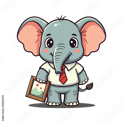 Cute Elephant Cartoon Vector Icon Illustration Animal Sport Icon Isolated Flat vector illustration photo