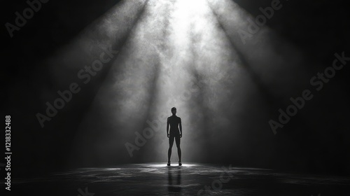 Silhouette in Spotlight Dramatic Lighting Performance Mystery