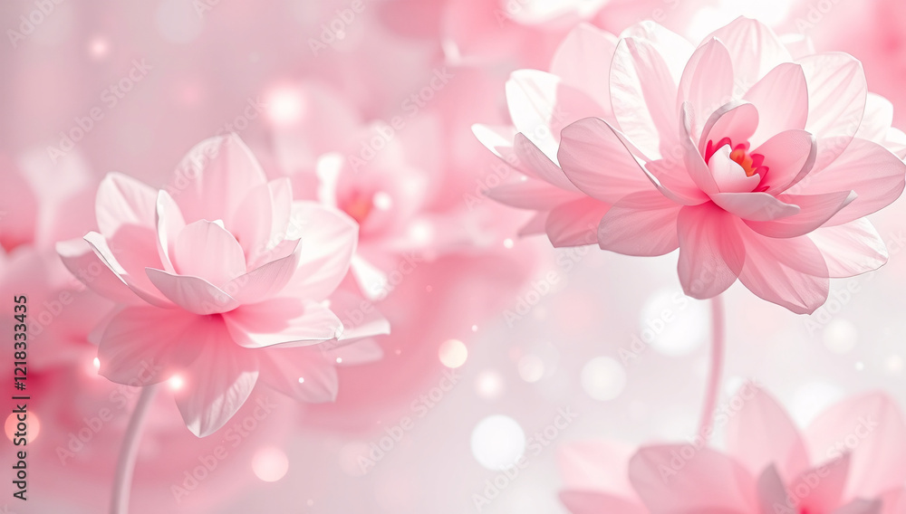Fototapeta premium Pink Background With Pink Flowers