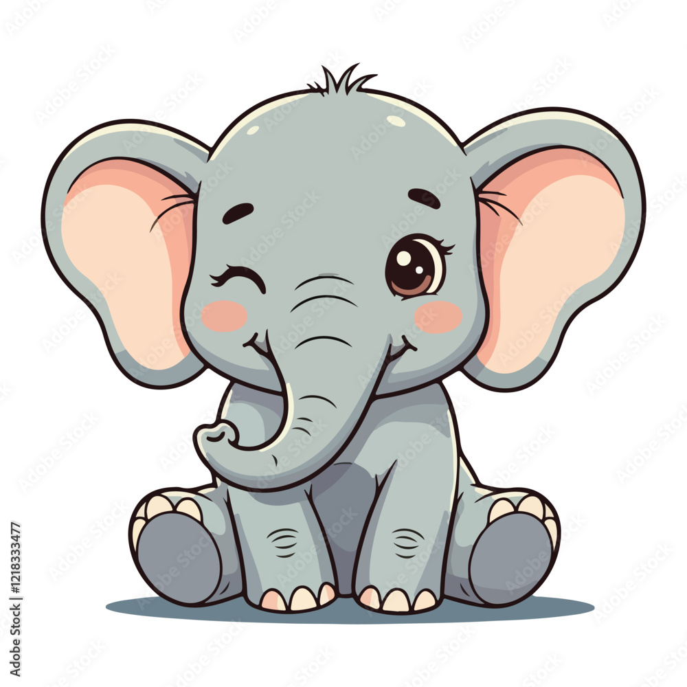 Fototapeta premium Cute Elephant Cartoon Vector Icon Illustration Animal Sport Icon Isolated Flat vector illustration