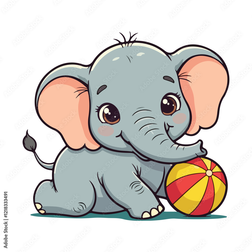 Fototapeta premium Cute Elephant Cartoon Vector Icon Illustration Animal Sport Icon Isolated Flat vector illustration