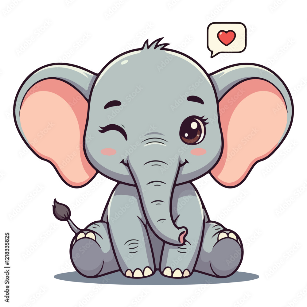 Fototapeta premium Cute Elephant Cartoon Vector Icon Illustration Animal Sport Icon Isolated Flat vector illustration