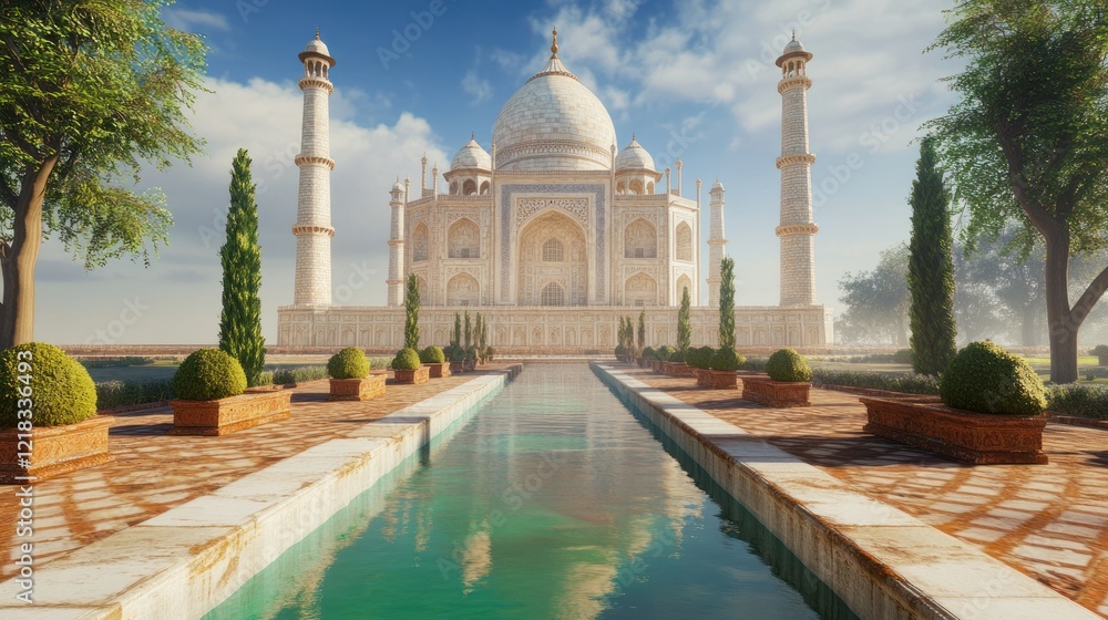 Fototapeta premium Majestic Taj Mahal: A Serene Reflection