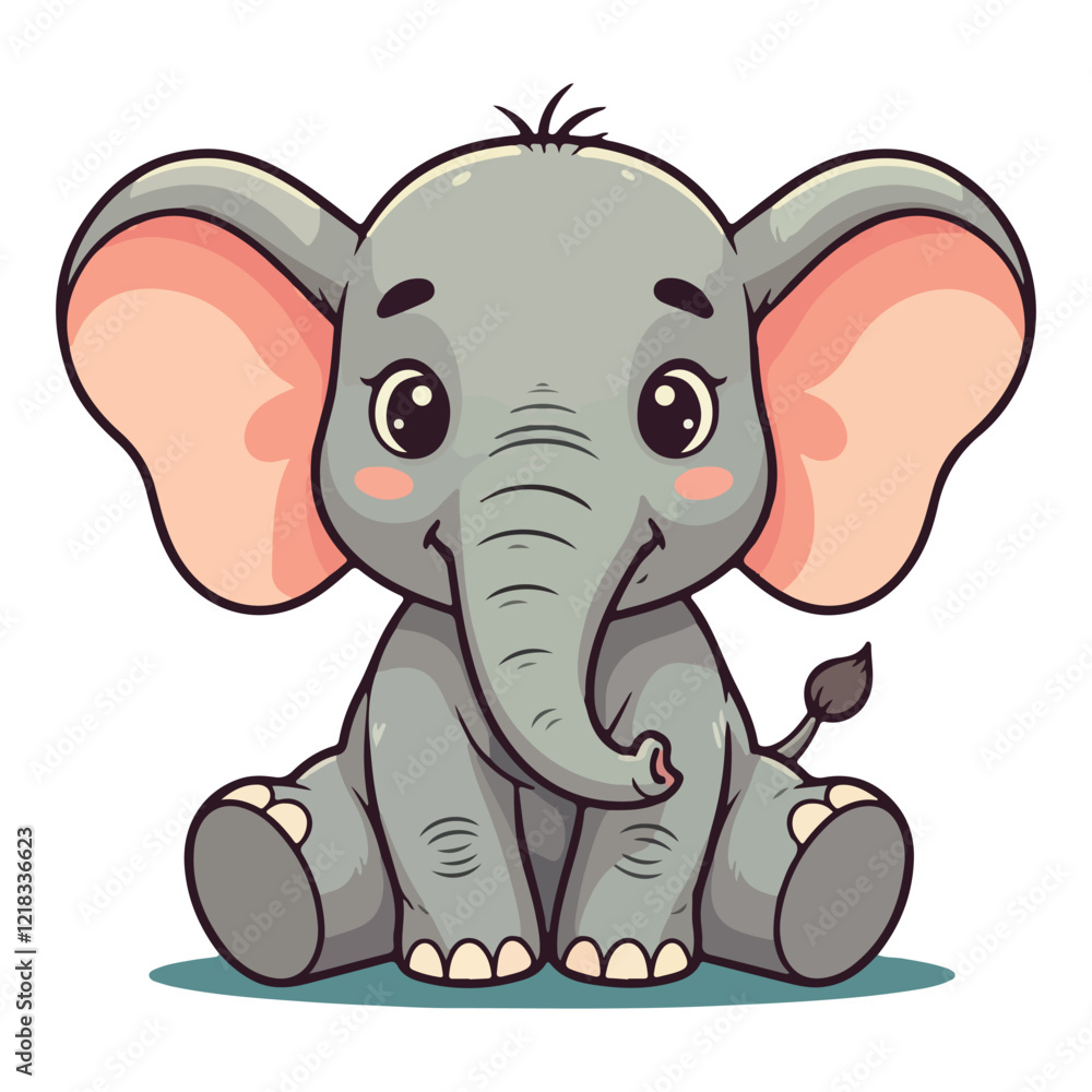 Naklejka premium Cute Elephant Cartoon Vector Icon Illustration Animal Sport Icon Isolated Flat vector illustration