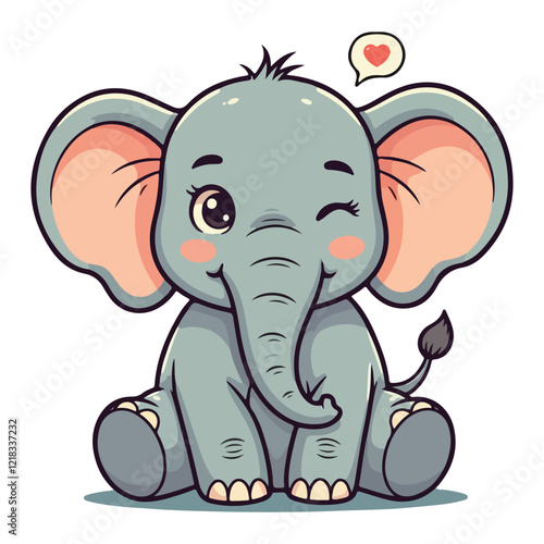 Cute Elephant Cartoon Vector Icon Illustration Animal Sport Icon Isolated Flat vector illustration photo