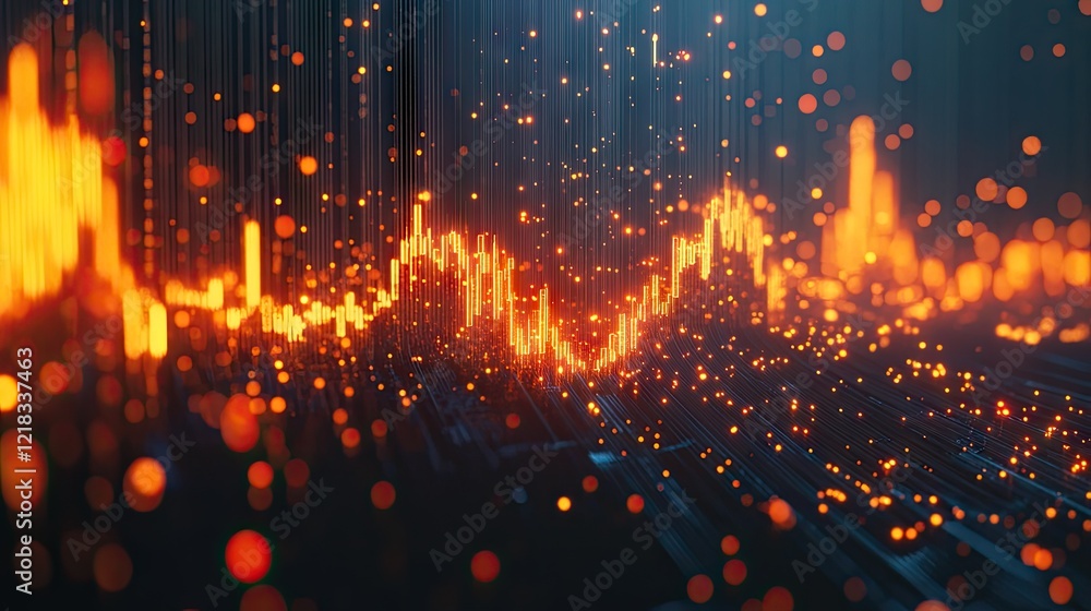 Fototapeta premium A dramatic financial market crash, flaming cryptocurrency icons, and plummeting graph lines.