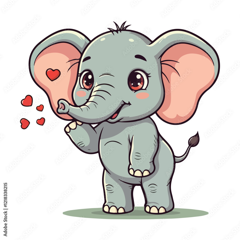 Naklejka premium Cute Elephant Cartoon Vector Icon Illustration Animal Sport Icon Isolated Flat vector illustration