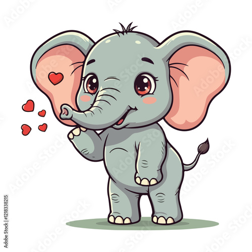 Cute Elephant Cartoon Vector Icon Illustration Animal Sport Icon Isolated Flat vector illustration photo