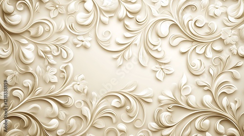 Elegant cream floral design with intricate swirling patterns