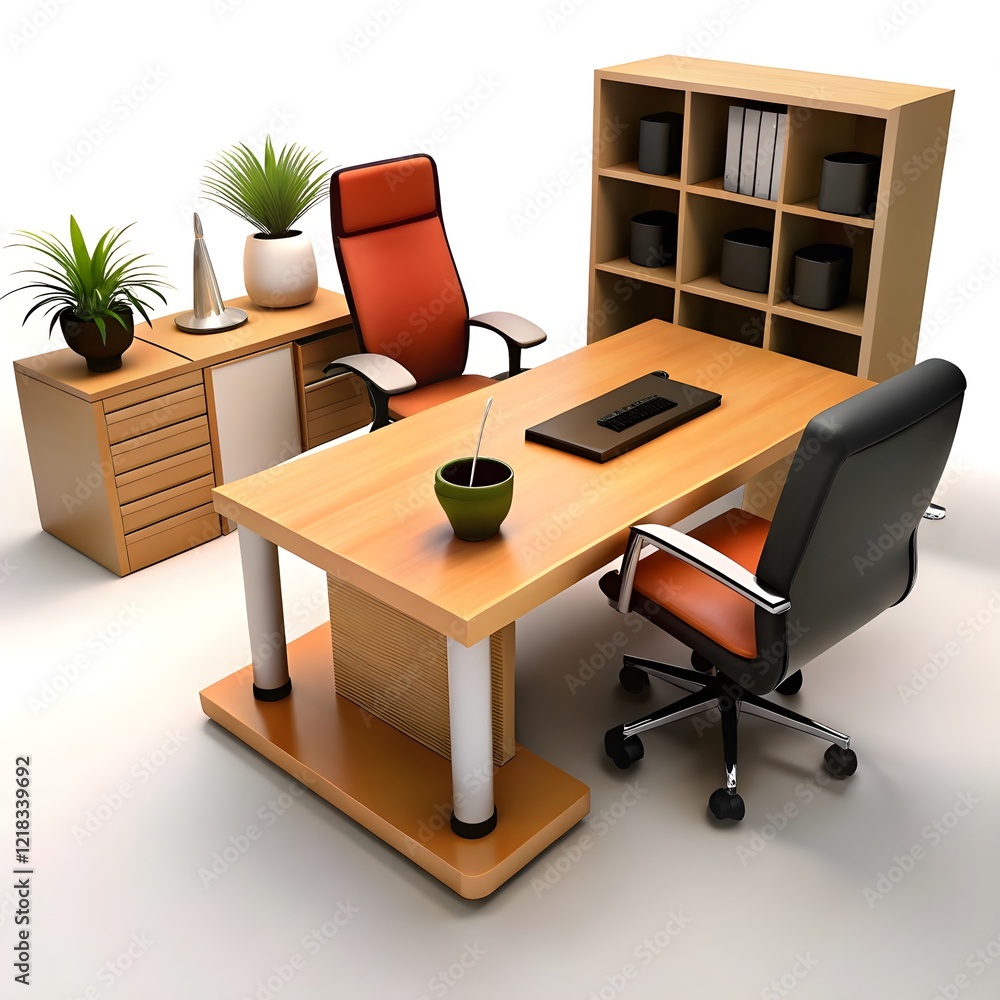 Office desk with lamp table isolated on transparent or white background Office desk with lamp table isolated on transparent or white background