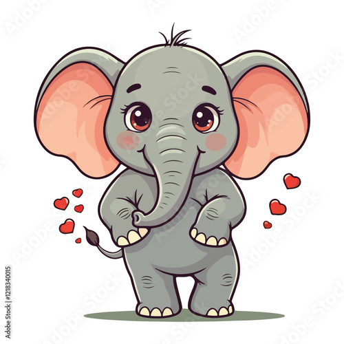 Cute Elephant Cartoon Vector Icon Illustration Animal Sport Icon Isolated Flat vector illustration photo