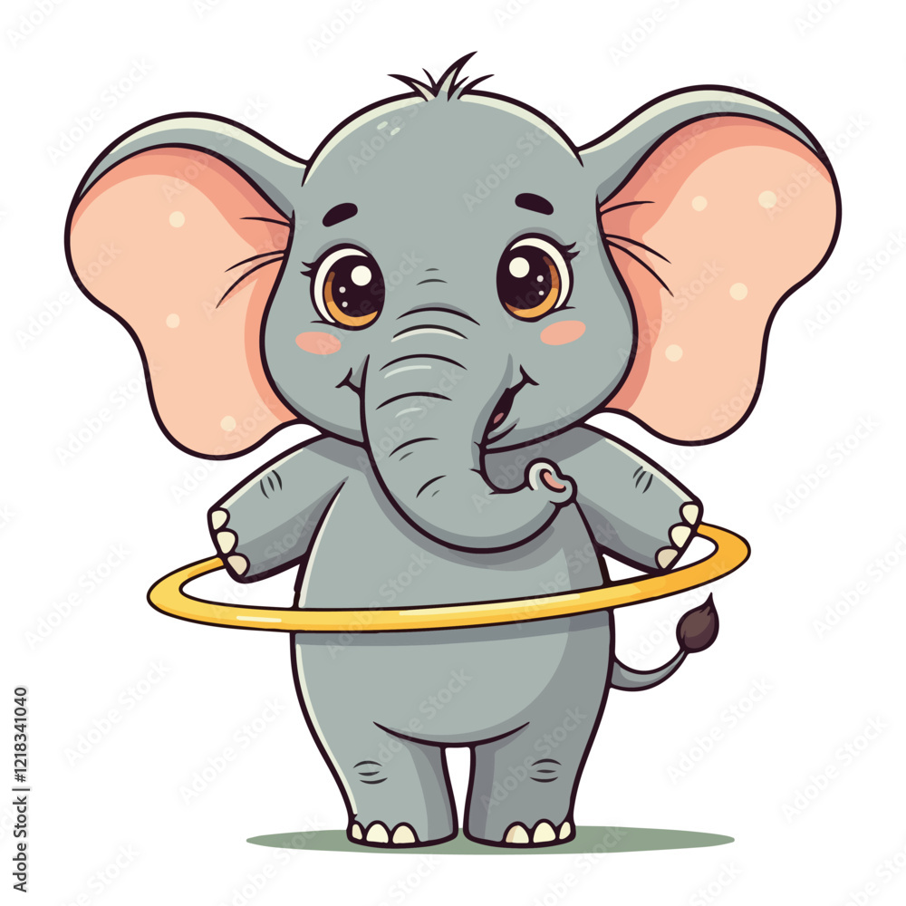 Fototapeta premium Cute Elephant Cartoon Vector Icon Illustration Animal Sport Icon Isolated Flat vector illustration