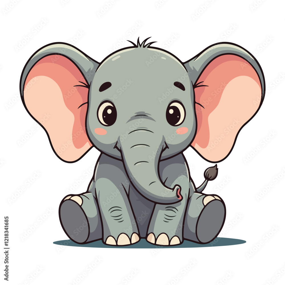 Fototapeta premium Cute Elephant Cartoon Vector Icon Illustration Animal Sport Icon Isolated Flat vector illustration