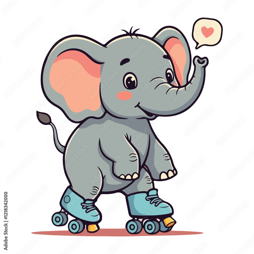 Fototapeta premium Cute Elephant Cartoon Vector Icon Illustration Animal Sport Icon Isolated Flat vector illustration