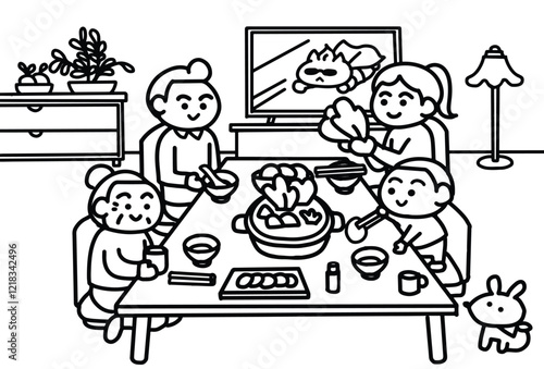 Family dinner together.