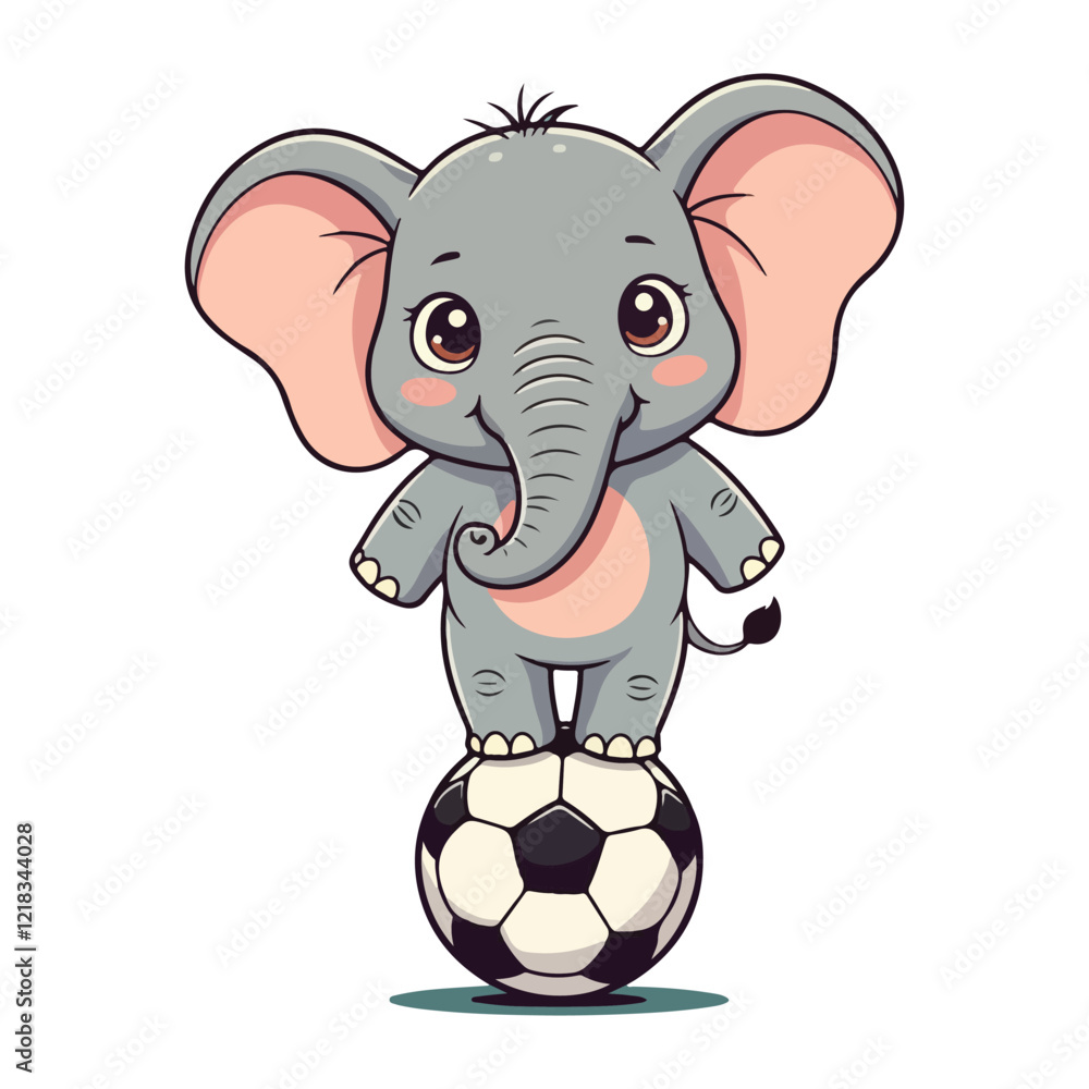 Fototapeta premium Cute Elephant Cartoon Vector Icon Illustration Animal Sport Icon Isolated Flat vector illustration
