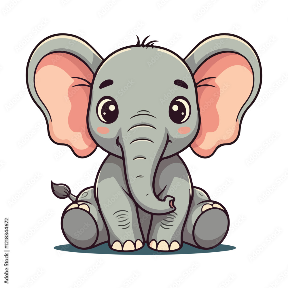 Fototapeta premium Cute Elephant Cartoon Vector Icon Illustration Animal Sport Icon Isolated Flat vector illustration