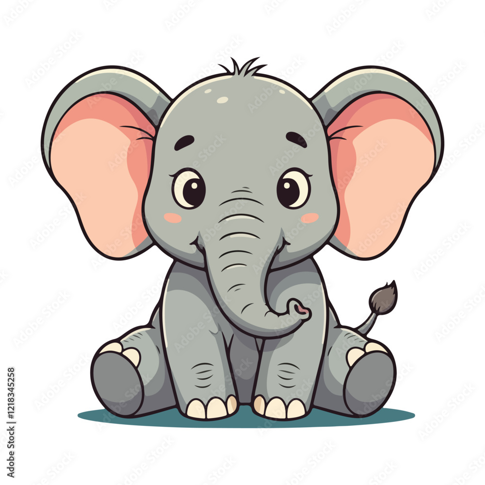Naklejka premium Cute Elephant Cartoon Vector Icon Illustration Animal Sport Icon Isolated Flat vector illustration