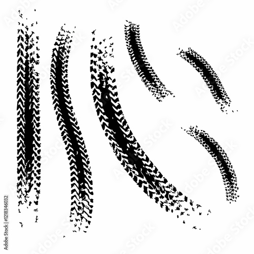 Different tire tracks ten vector illustration (3)